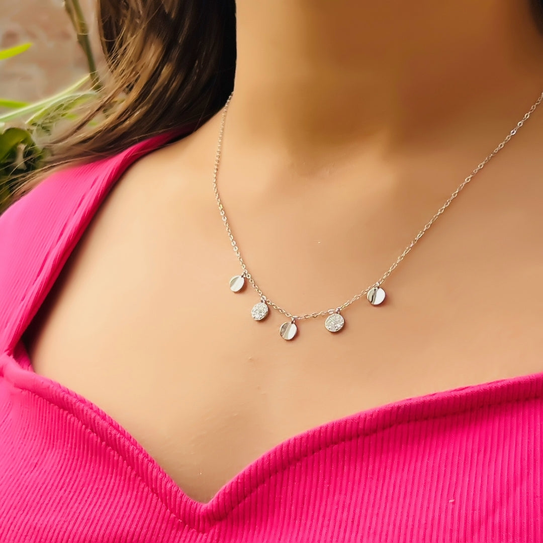 Silver Moonlit Charm Necklace