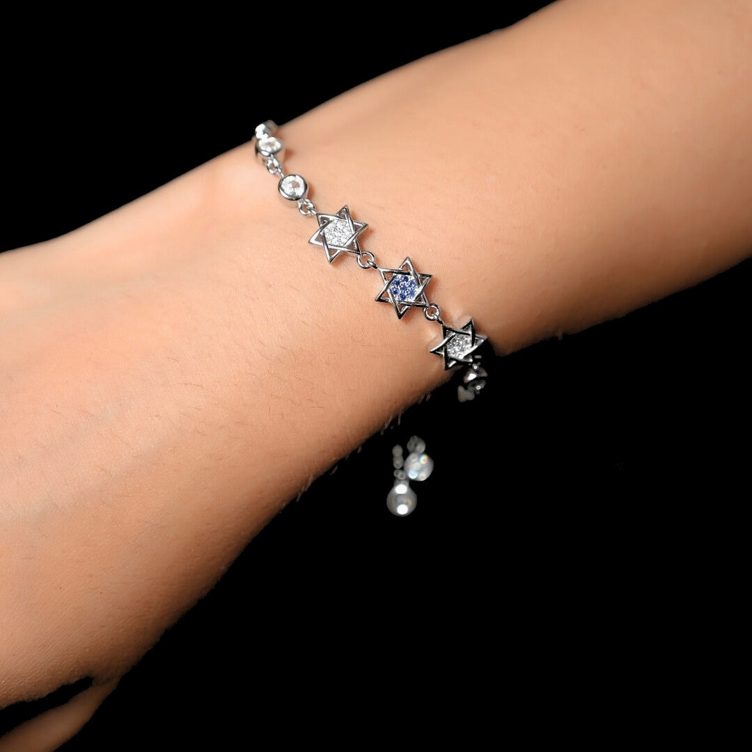 Blue Zircon Star Silver Bracelet