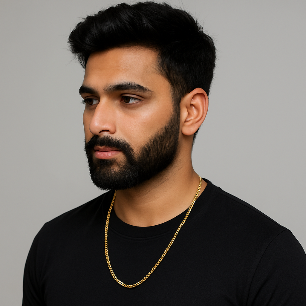 Minimalist Twisted 18 Kt Gold Plated Chain for Men