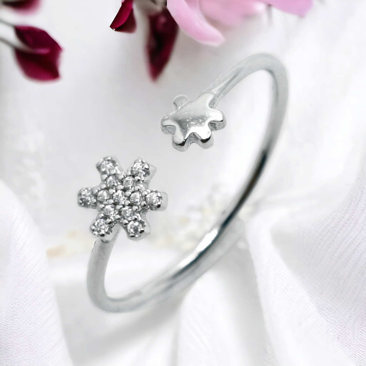 Zircon Star Thin Minimalist Cute 925 Sterling Silver Ring