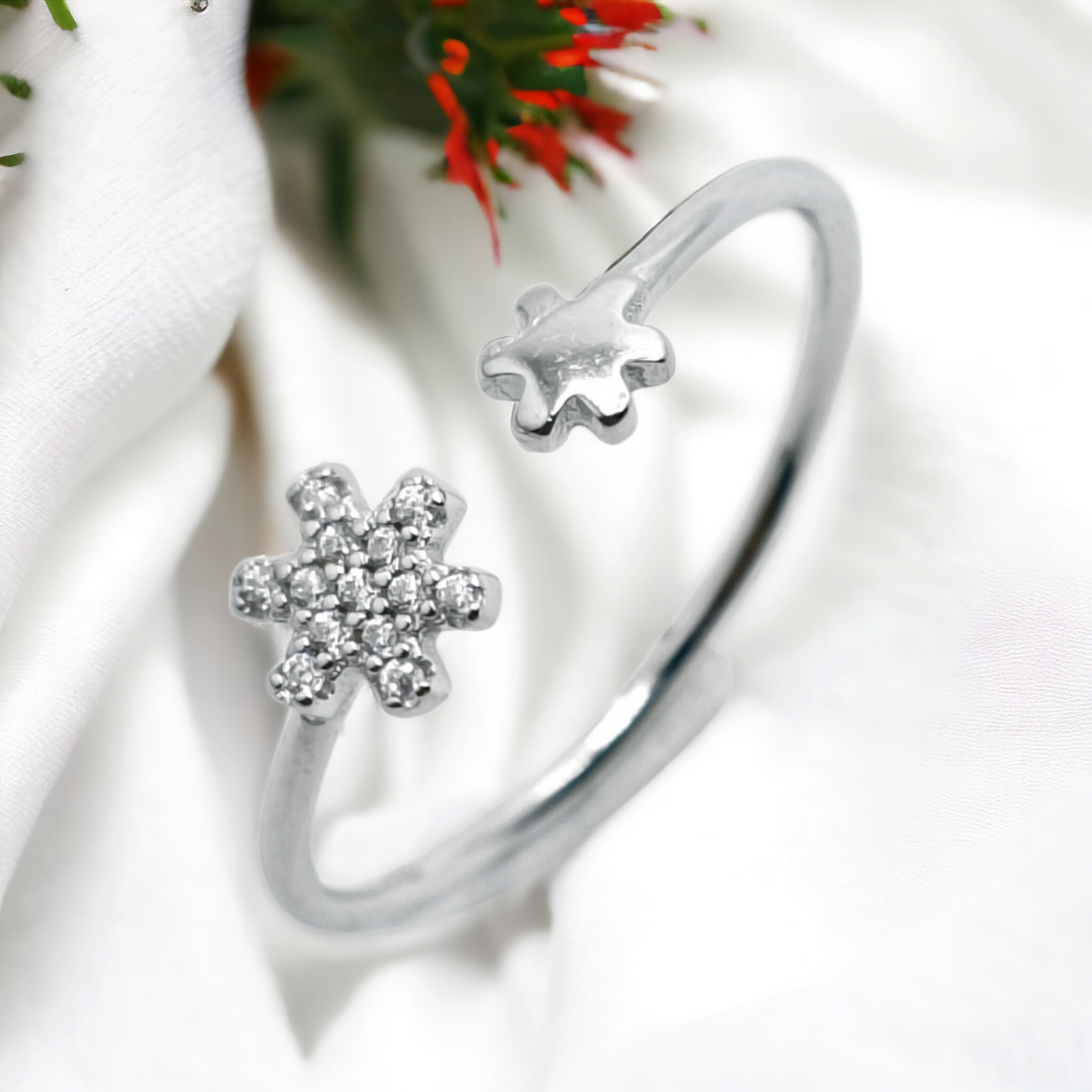 Zircon Star Thin Minimalist Cute 925 Sterling Silver Ring