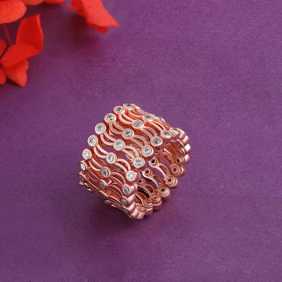 Rose Gold Studded Supple Convertible Bracelet & Ring