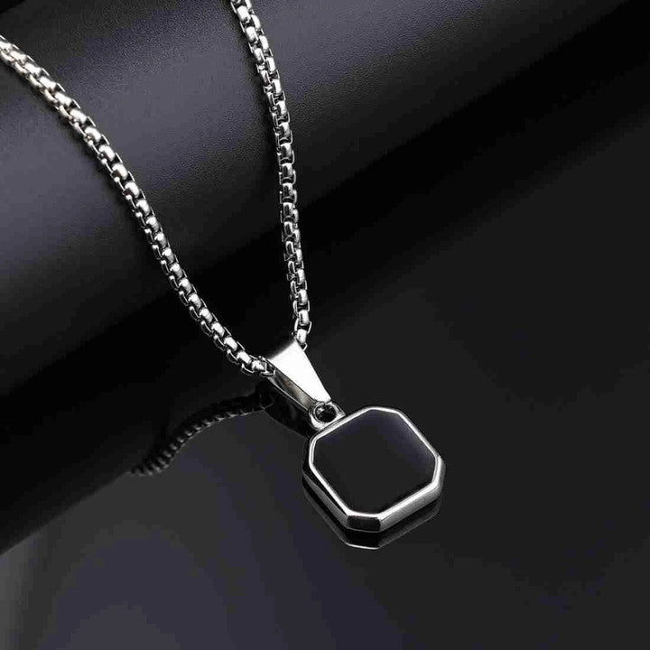 Classic Black Square Amulet Pendant Necklace for Men