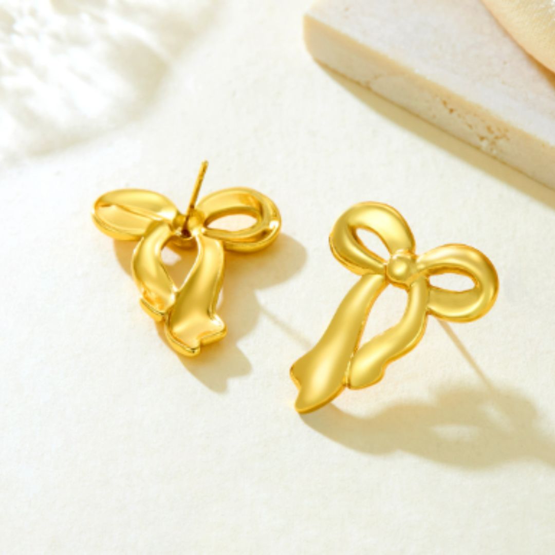 DressBerry 18K Gold-Plated Bow Shaped Studs