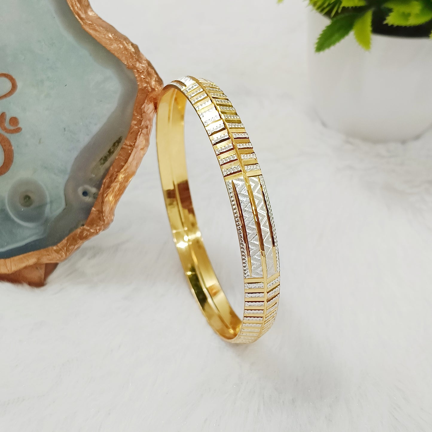 Men's Dual Tone Kada 2.0 | 18 Kt Gold Plated