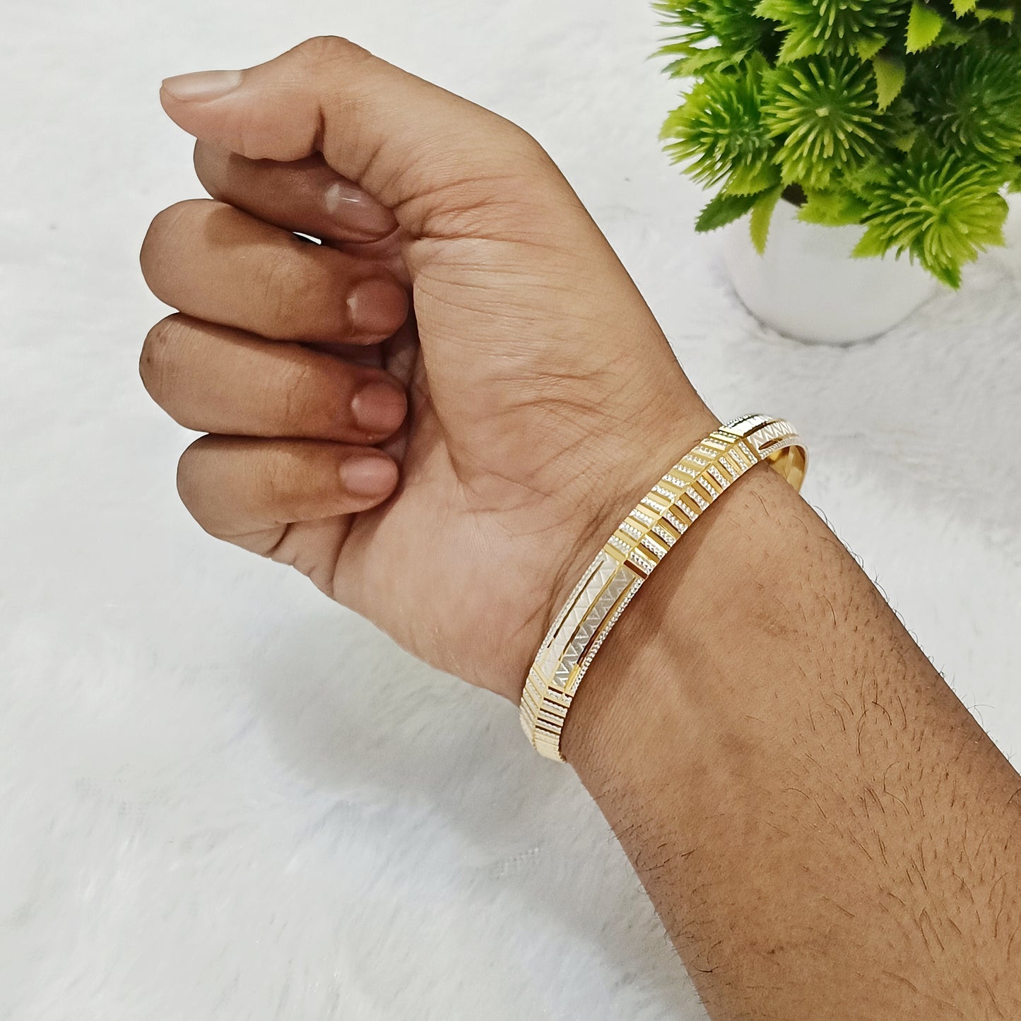 Men's Dual Tone Kada 2.0 | 18 Kt Gold Plated