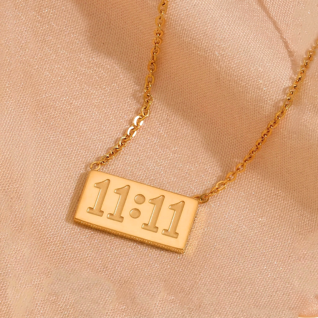 11:11 Angel Number Gold Bar Necklace | Manifestation Jewelry