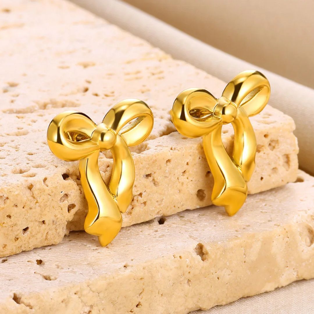 DressBerry 18K Gold-Plated Bow Shaped Studs