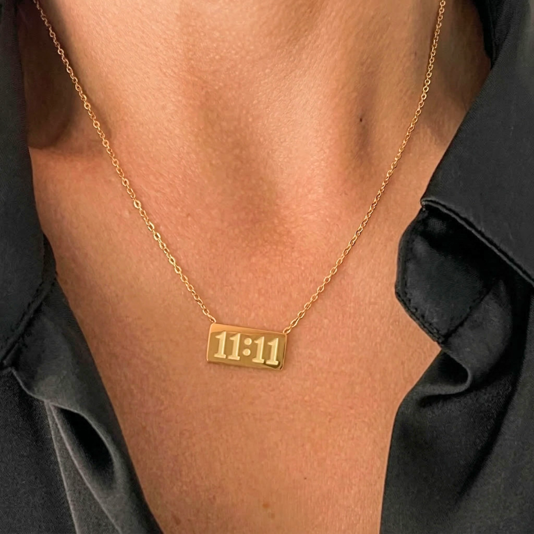 11:11 Angel Number Gold Bar Necklace | Manifestation Jewelry