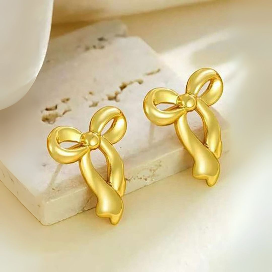 DressBerry 18K Gold-Plated Bow Shaped Studs