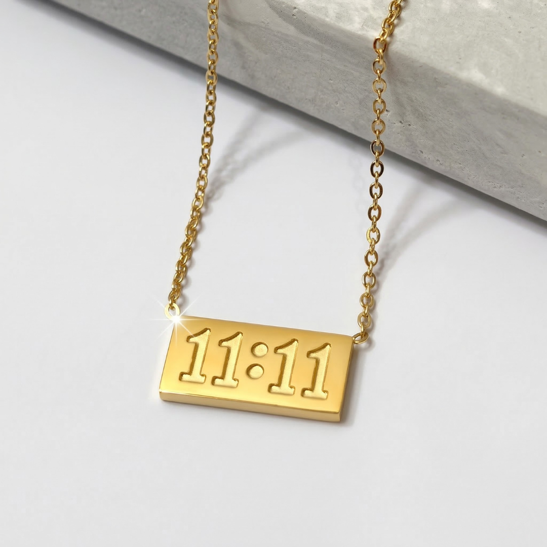 11:11 Angel Number Gold Bar Necklace | Manifestation Jewelry