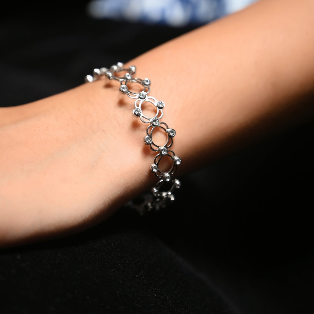Silver Studded Supple Convertible Bracelet & Ring