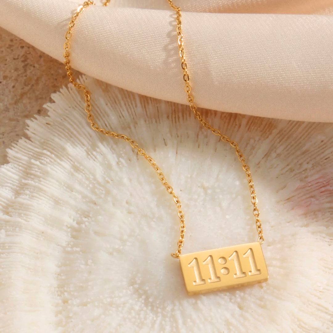 11:11 Angel Number Gold Bar Necklace | Manifestation Jewelry