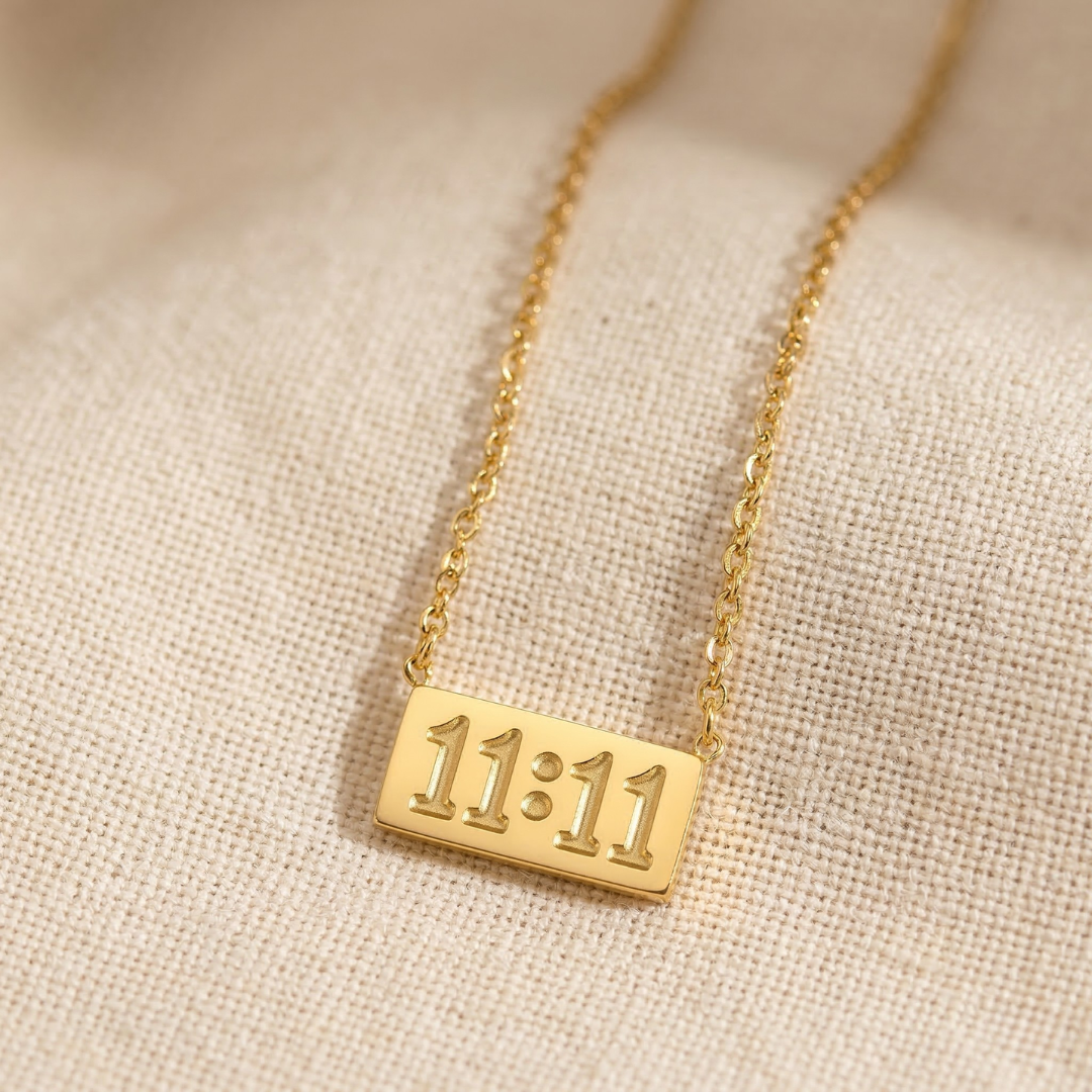 11:11 Angel Number Gold Bar Necklace | Manifestation Jewelry