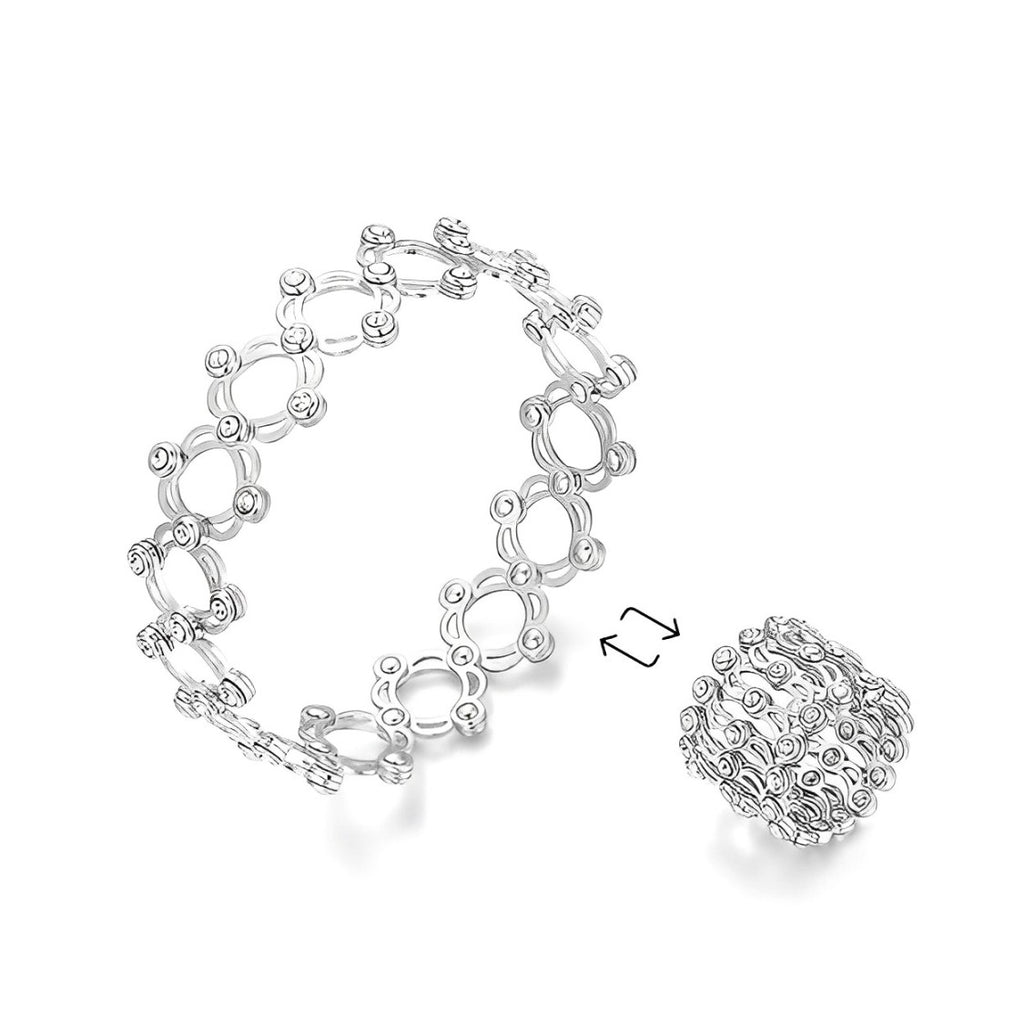 Silver Studded Supple Convertible Bracelet & Ring