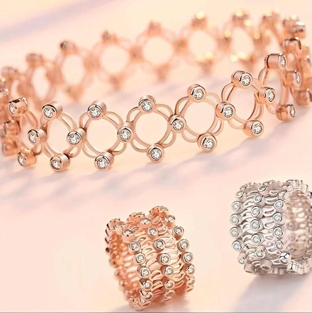 Silver Studded Supple Convertible Bracelet & Ring