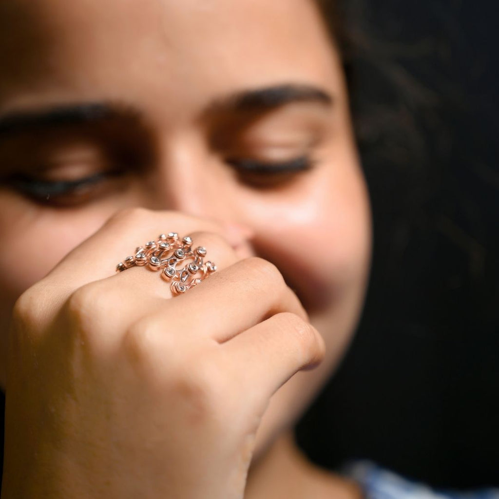 Rose Gold Studded Supple Convertible Bracelet & Ring