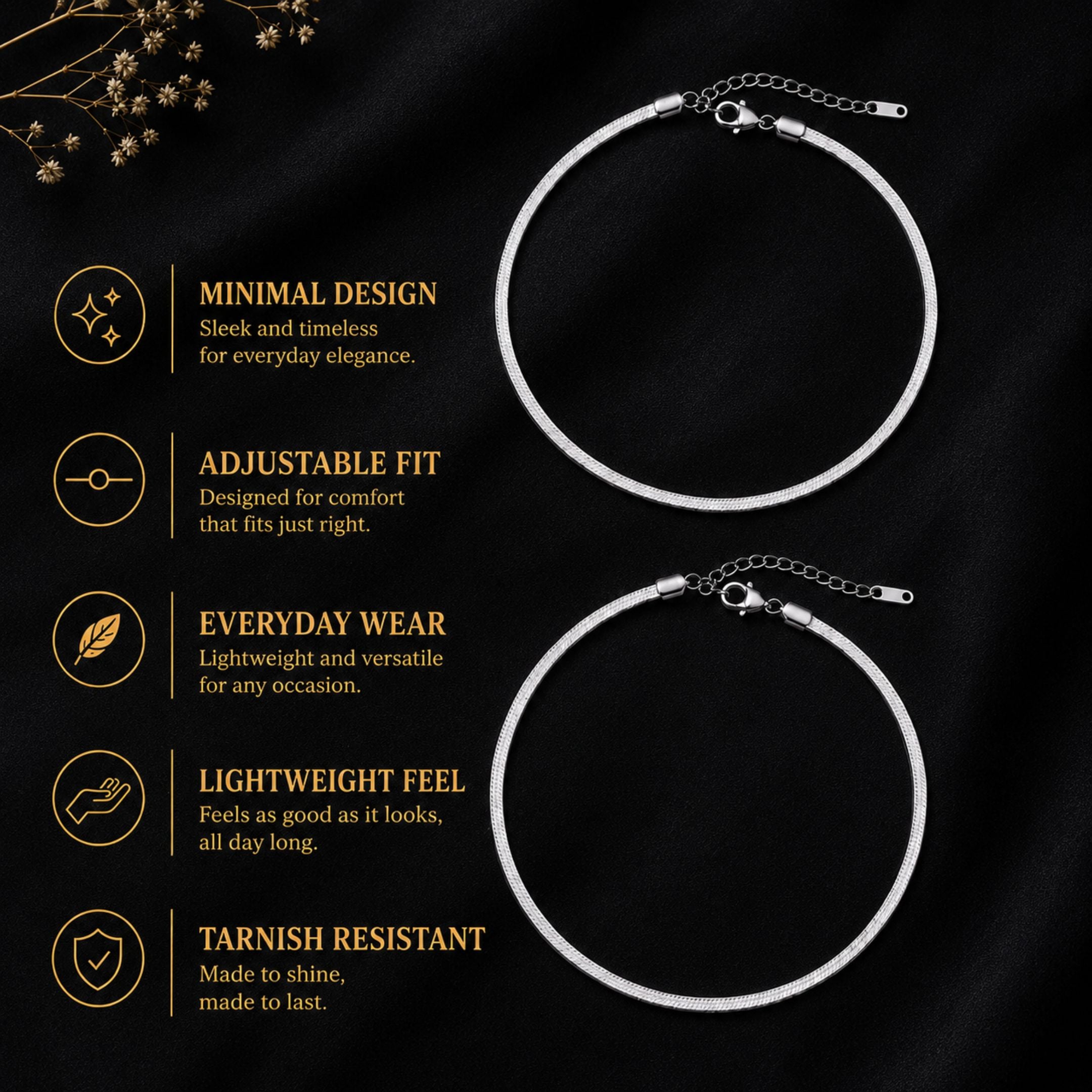 Snake Anklet for Women | Adjustable Payal
