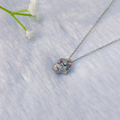 Purple Heart Solitaire Chain Pendant Necklace