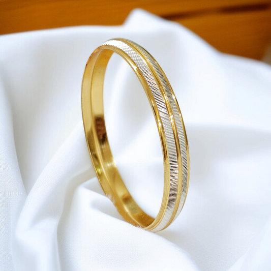 Men's Dual Tone Kada | 18 Kt Gold Plated