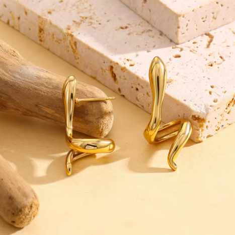Snake 18K Gold-Plated Studs
