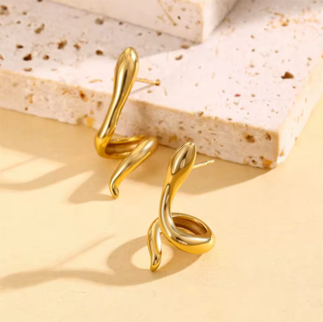 Snake 18K Gold-Plated Studs