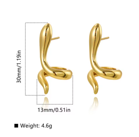 Snake 18K Gold-Plated Studs