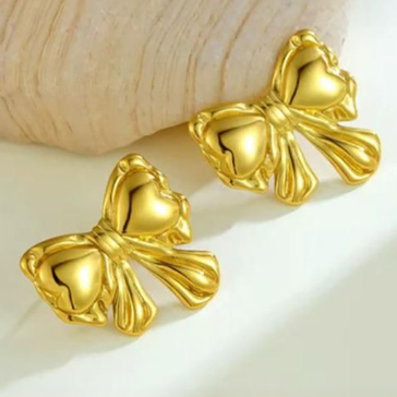 DressBerry 18K Gold-Plated Bold Bow Shaped Studs