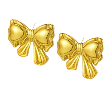 DressBerry 18K Gold-Plated Bold Bow Shaped Studs