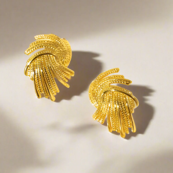 Queen Noor 18K Gold-Plated Spiral Splash Textured Studs