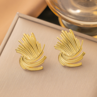 Queen Noor 18K Gold-Plated Spiral Splash Textured Studs