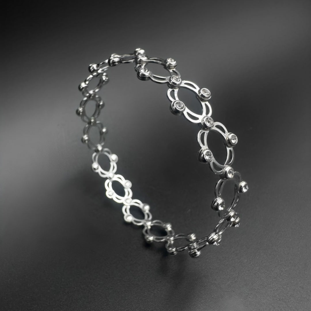 Silver Studded Supple Convertible Bracelet & Ring