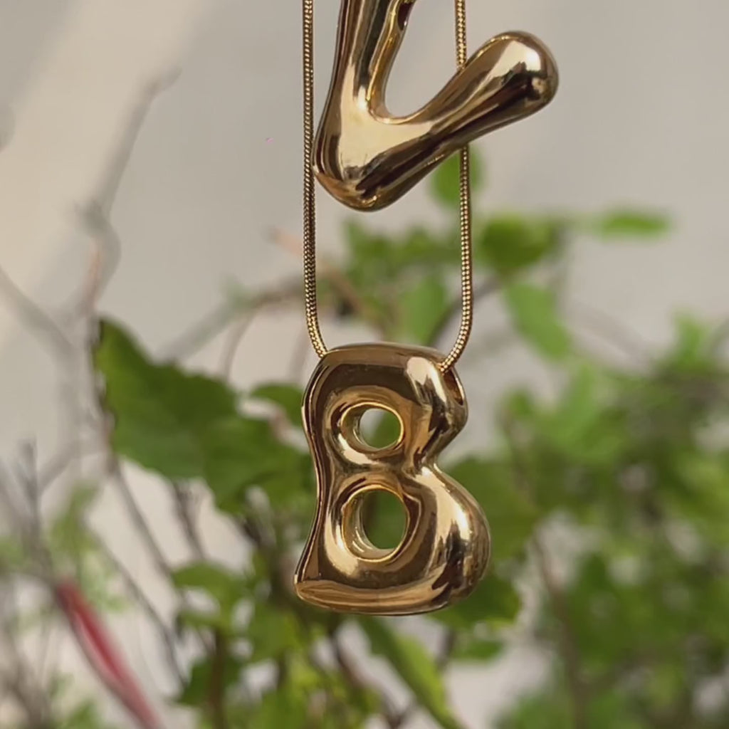 Bubble Initial 18Kt Gold Plated Necklace
