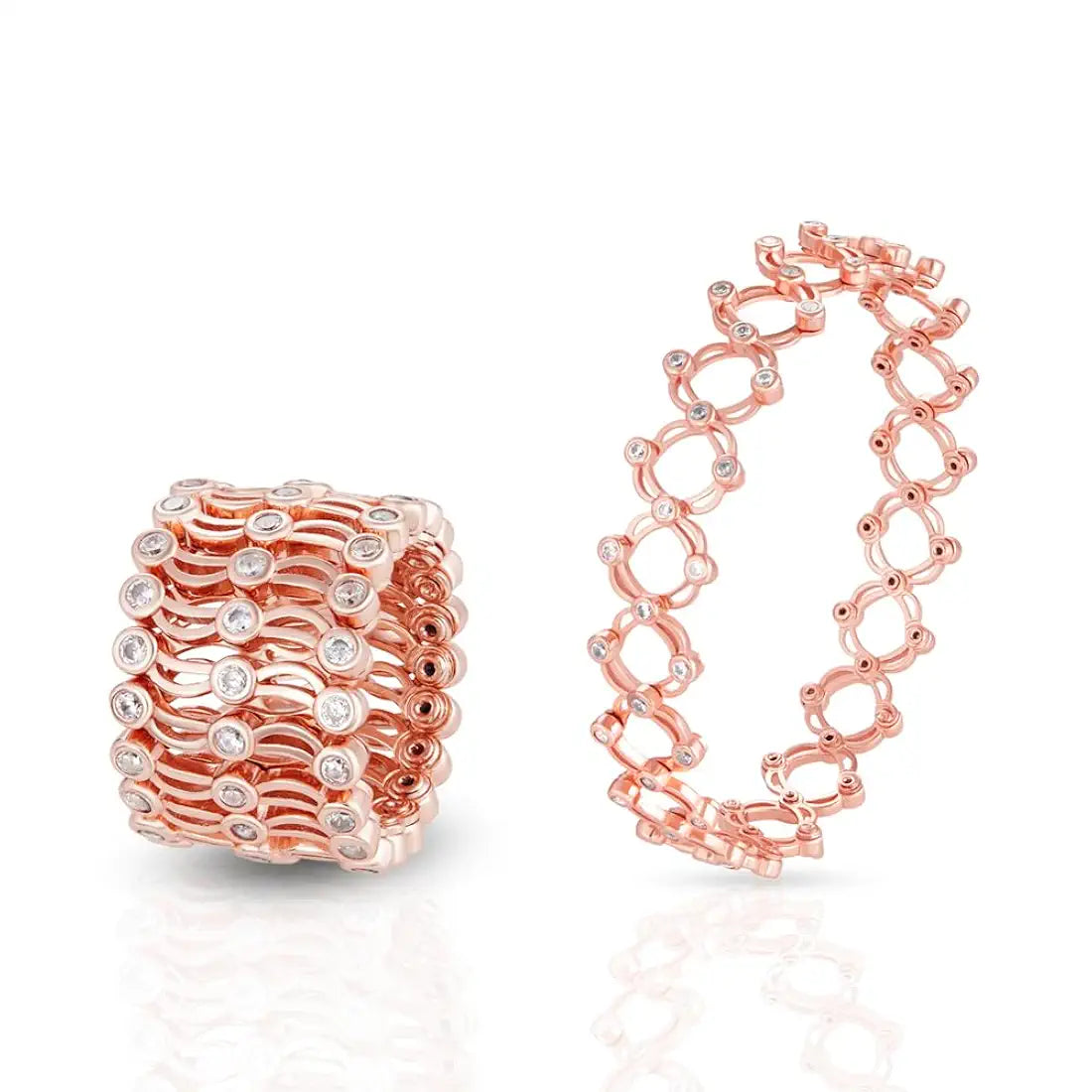 Rose Gold Studded Supple Convertible Bracelet & Ring