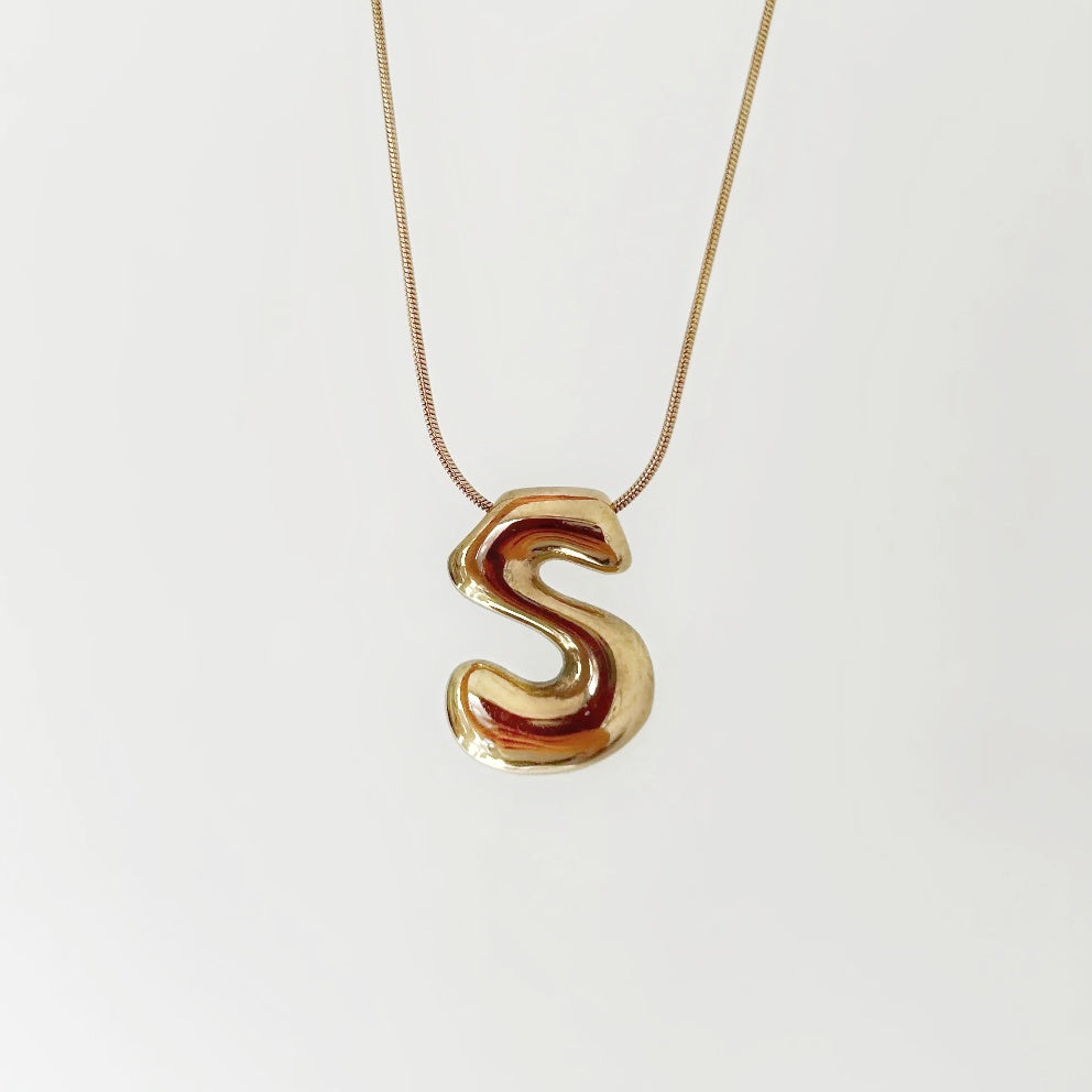 Bubble Initial 18Kt Gold Plated Necklace