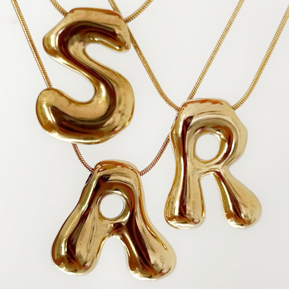 Bubble Initial 18Kt Gold Plated Necklace