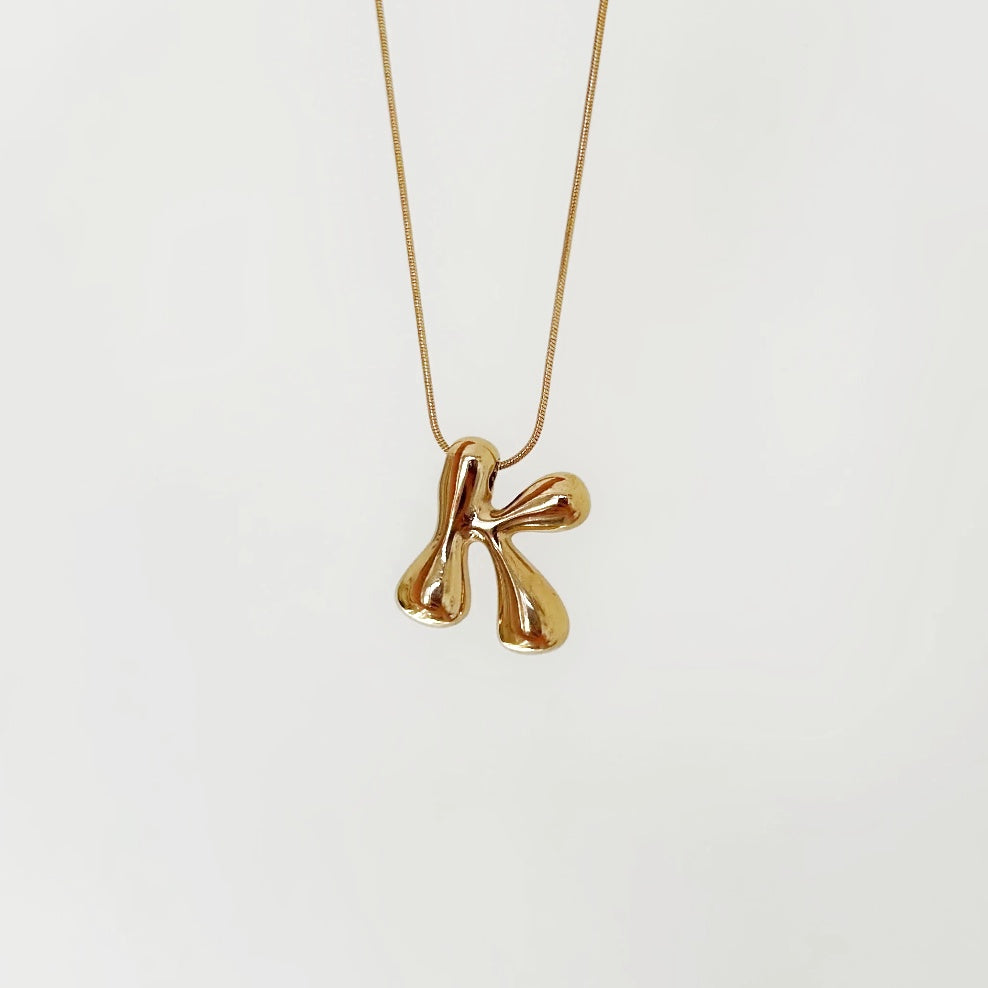 Bubble Initial 18Kt Gold Plated Necklace