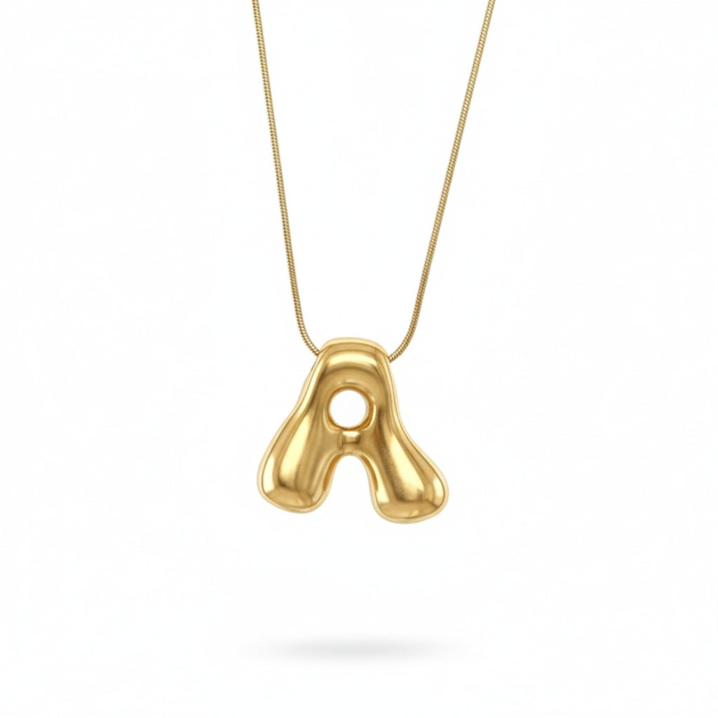 Bubble Initial 18Kt Gold Plated Necklace