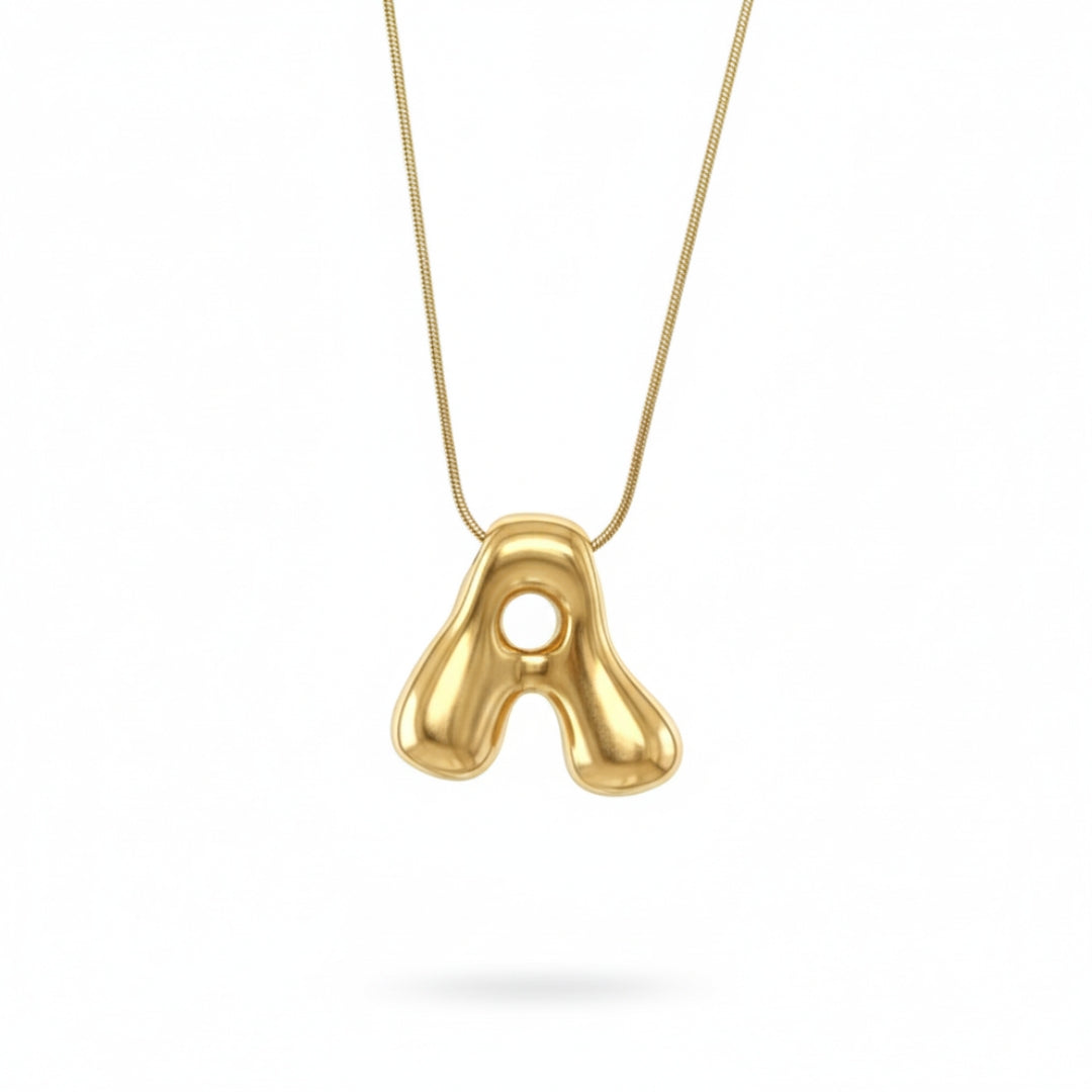 Bubble Initial 18Kt Gold Plated Necklace