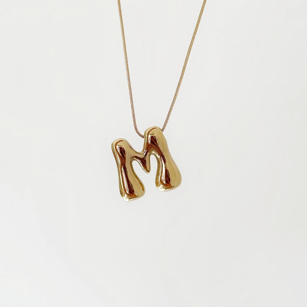 Bubble Initial 18Kt Gold Plated Necklace