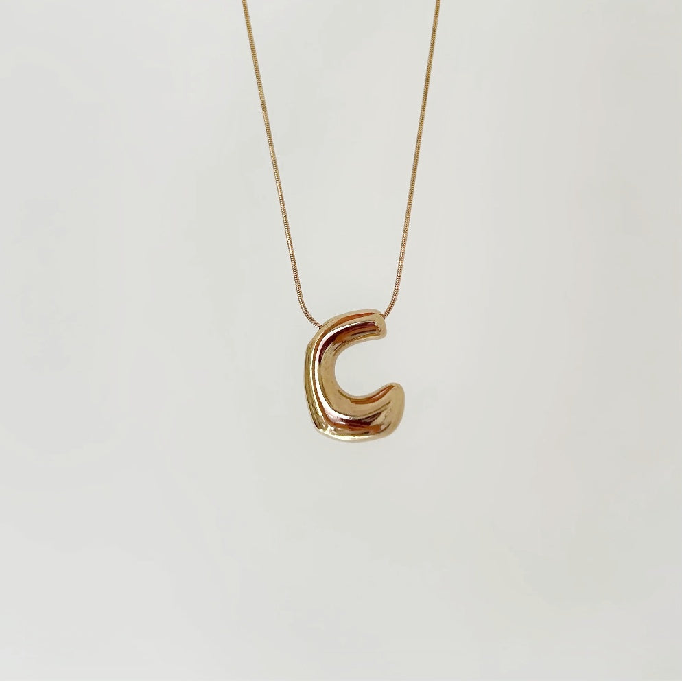 Bubble Initial 18Kt Gold Plated Necklace