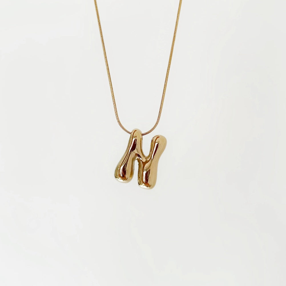 Bubble Initial 18Kt Gold Plated Necklace