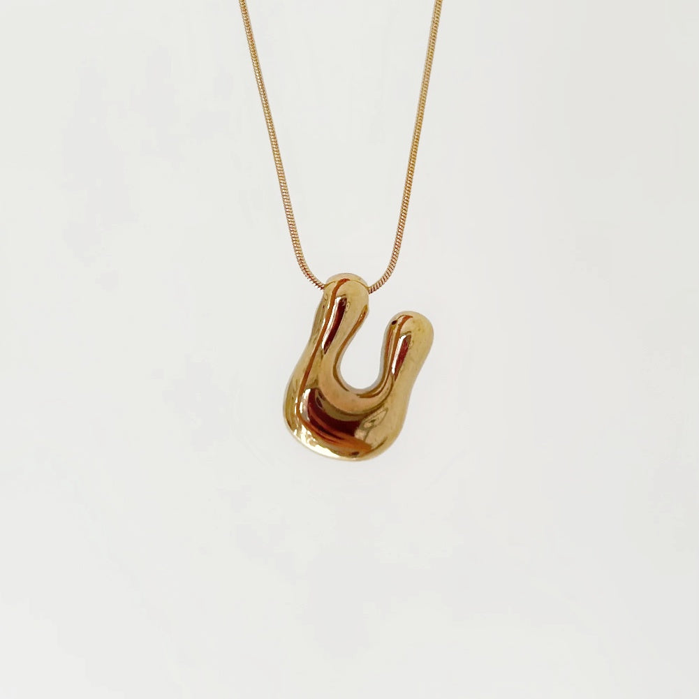 Bubble Initial 18Kt Gold Plated Necklace