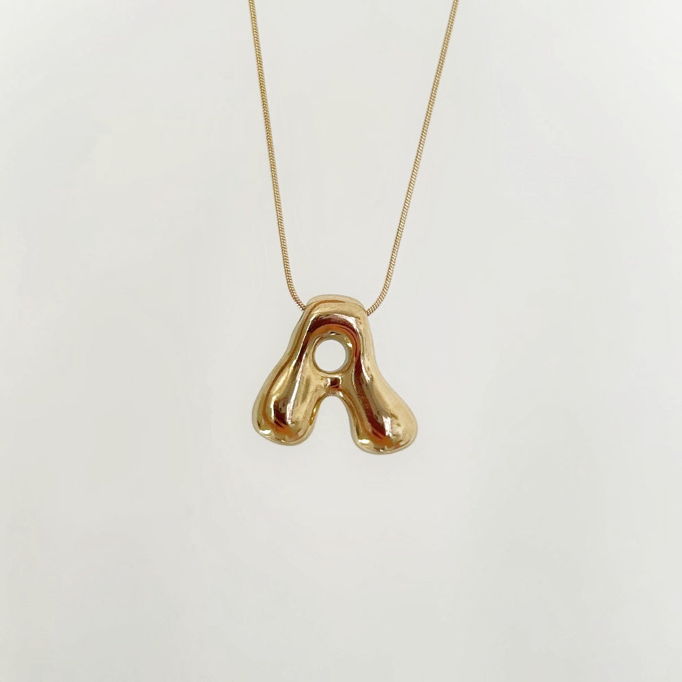 Bubble Initial 18Kt Gold Plated Necklace