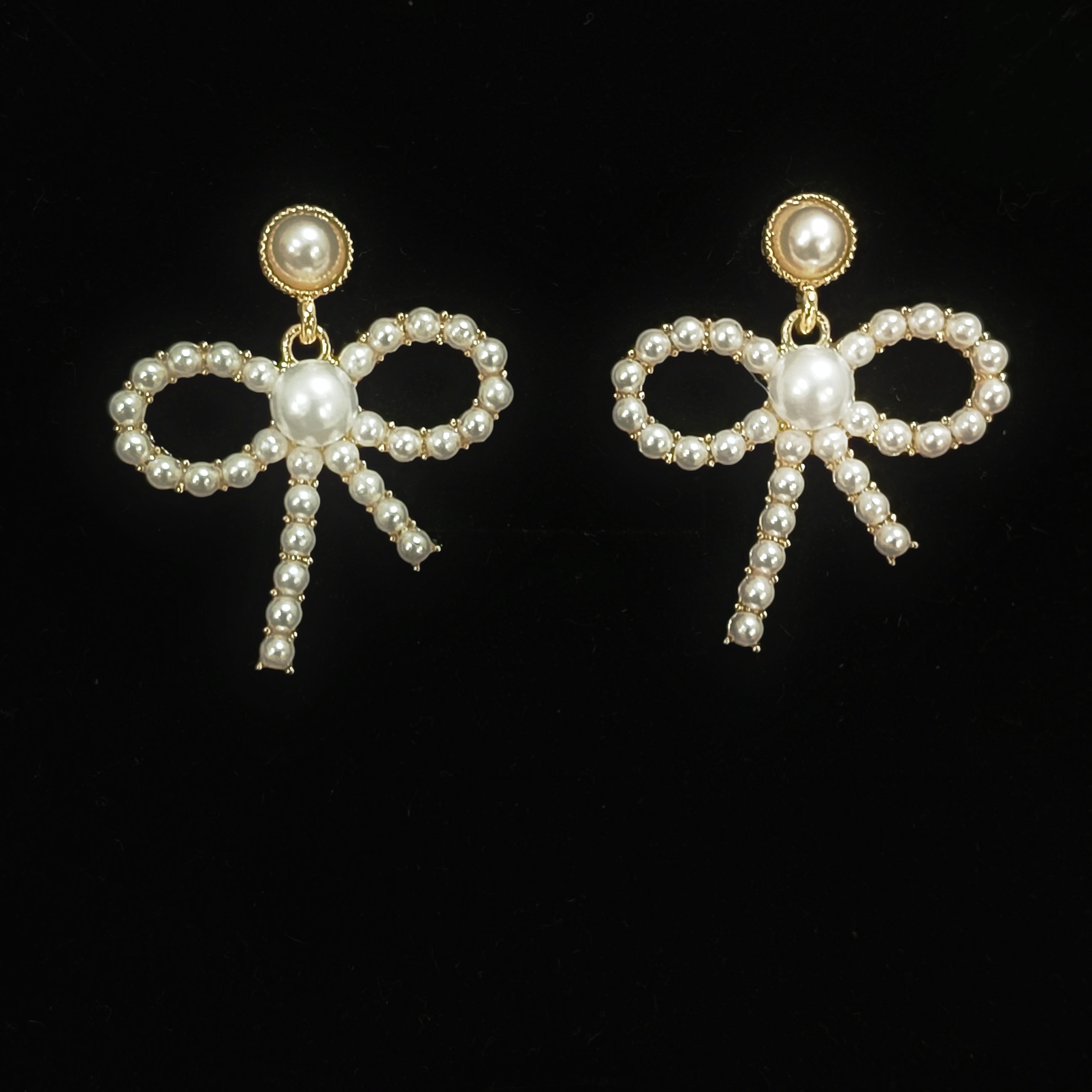 Small Bow Pearl Korean Earrings