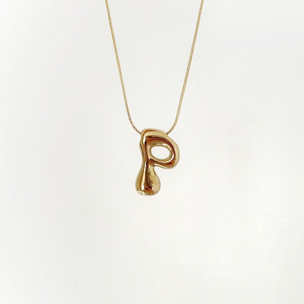 Bubble Initial 18Kt Gold Plated Necklace