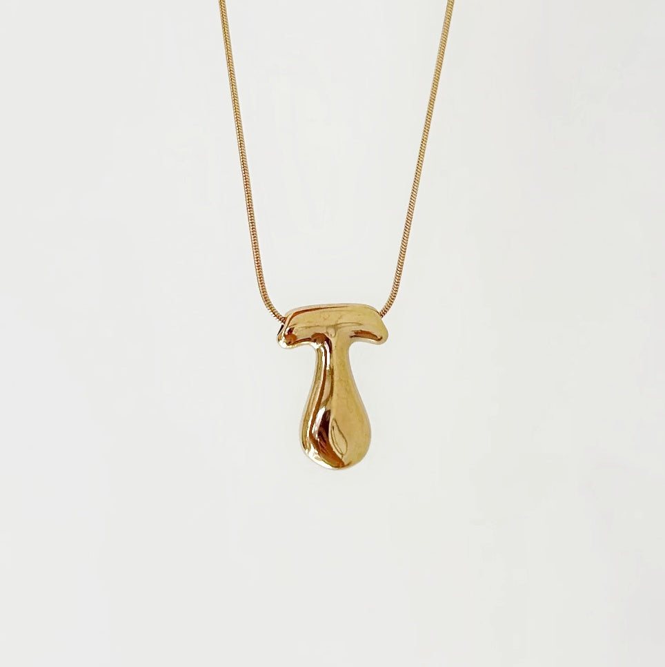 Bubble Initial 18Kt Gold Plated Necklace
