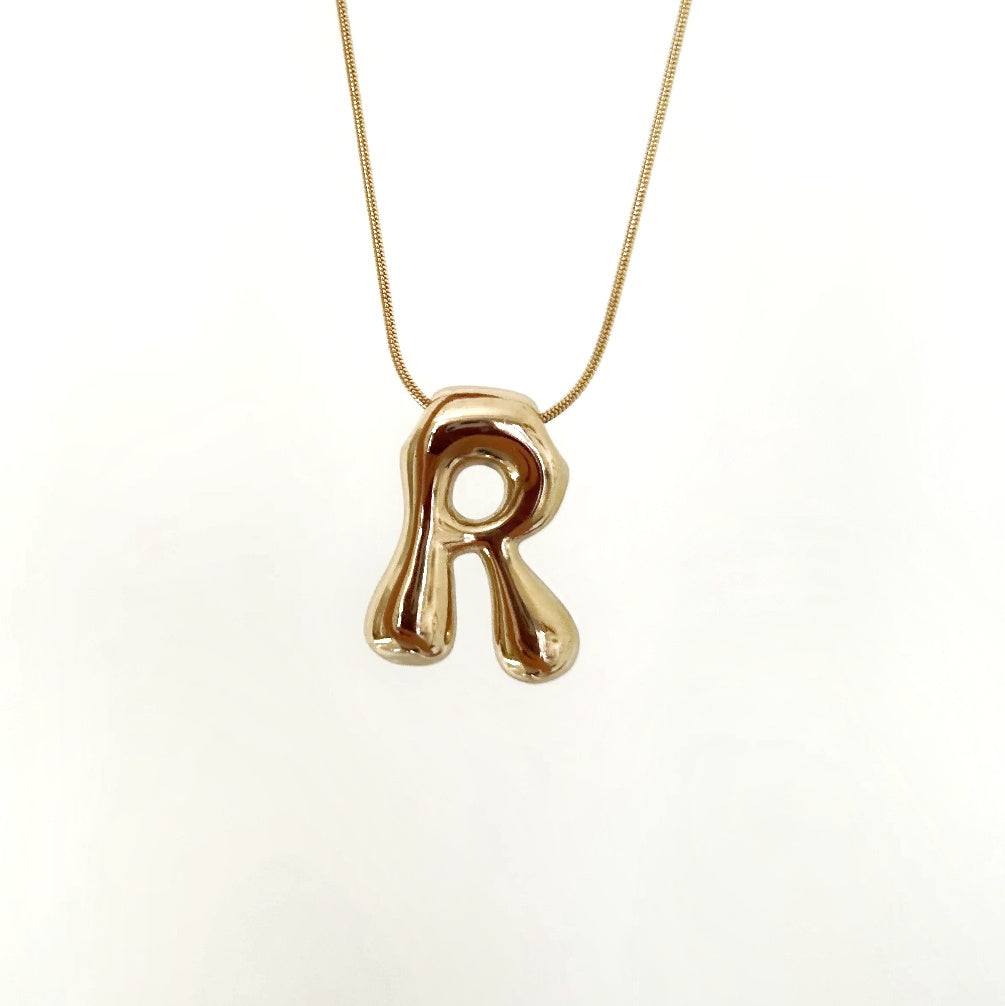 Bubble Initial 18Kt Gold Plated Necklace