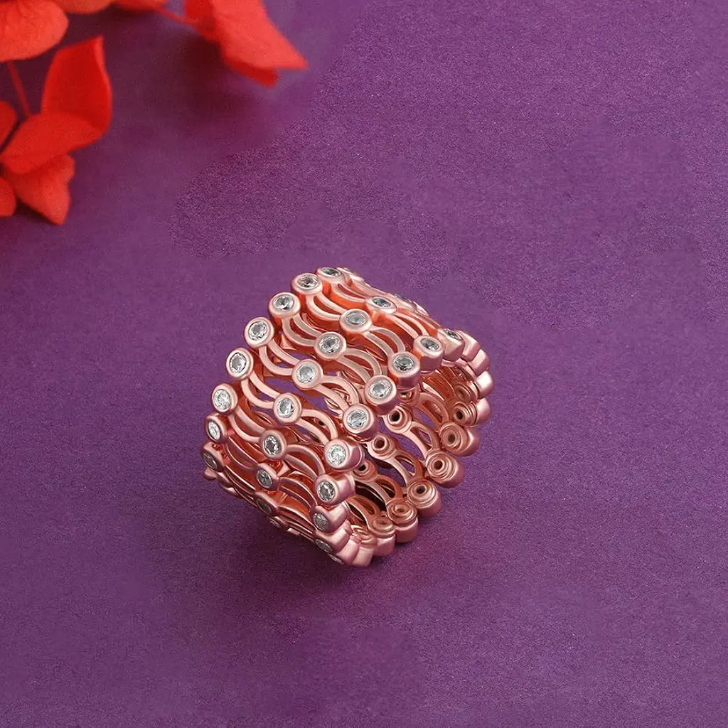 Rose Gold Studded Supple Convertible Bracelet & Ring