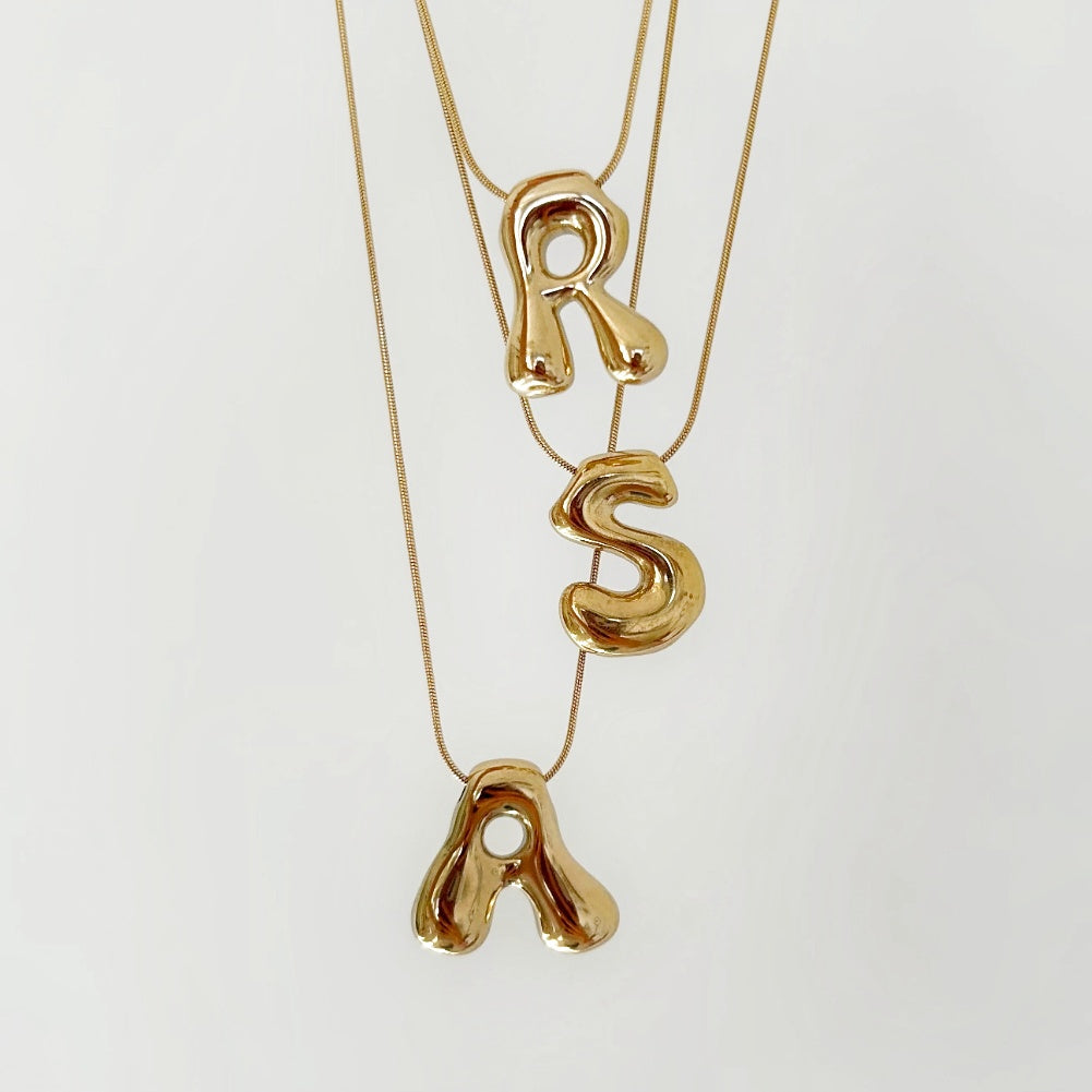 Bubble Initial 18Kt Gold Plated Necklace